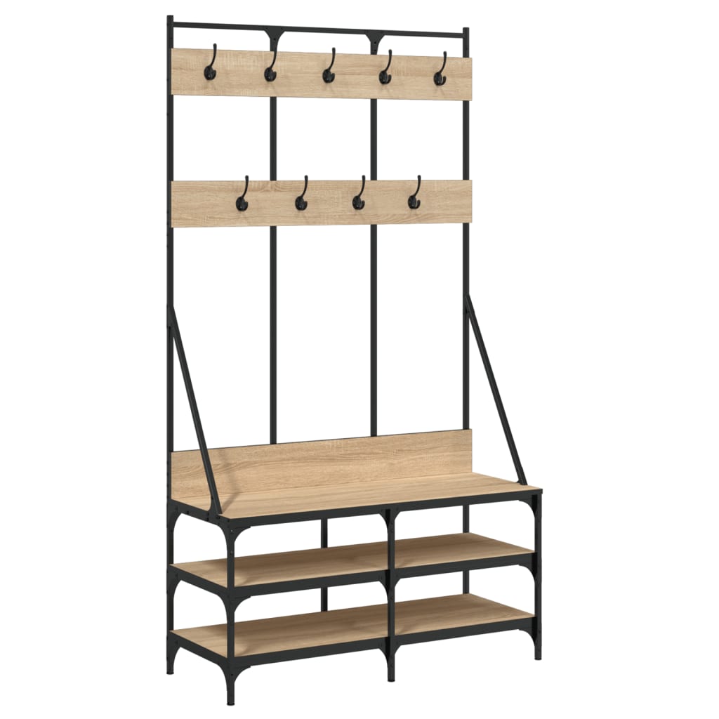 Clothes Rack with Shoe Storage Sonoma Oak 100x40x184 cm