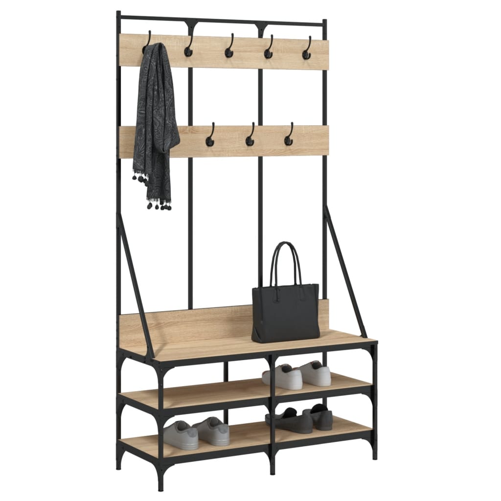 Clothes Rack with Shoe Storage Sonoma Oak 100x40x184 cm