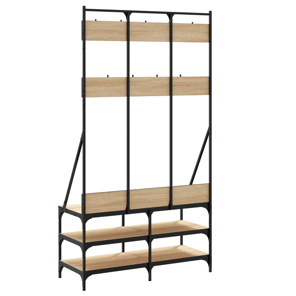 Clothes Rack with Shoe Storage Sonoma Oak 100x40x184 cm