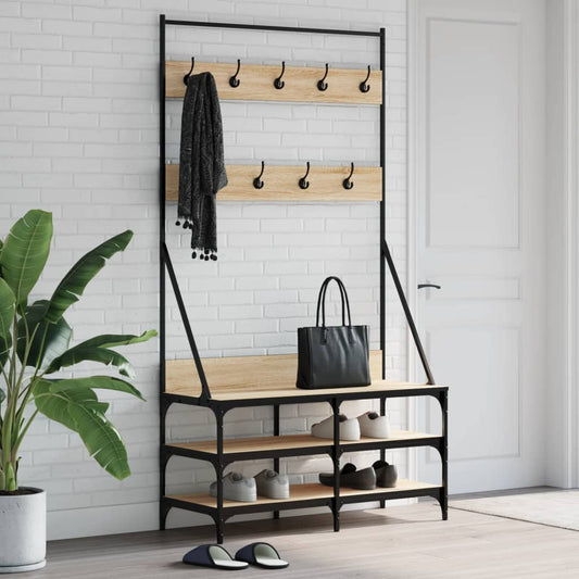 Clothes Rack with Shoe Storage Sonoma Oak 100x40x184 cm