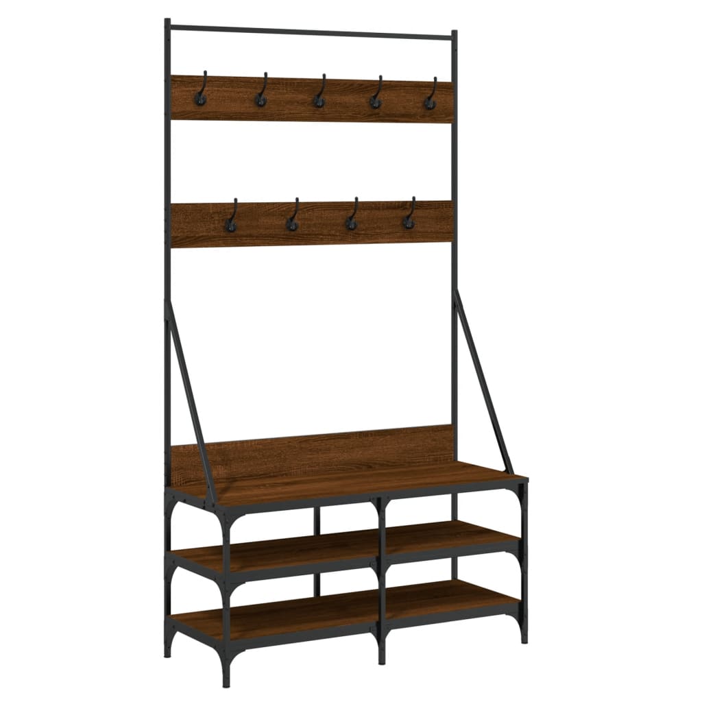 Clothes Rack with Shoe Storage Brown Oak 100x40x184 cm