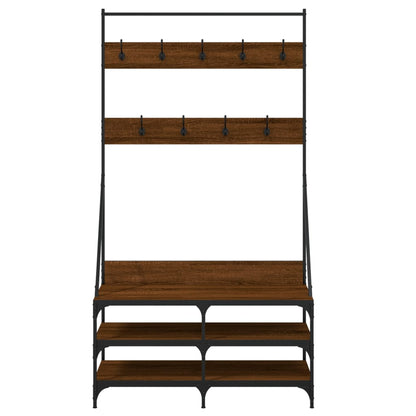 Clothes Rack with Shoe Storage Brown Oak 100x40x184 cm