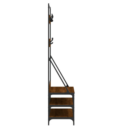 Clothes Rack with Shoe Storage Brown Oak 100x40x184 cm