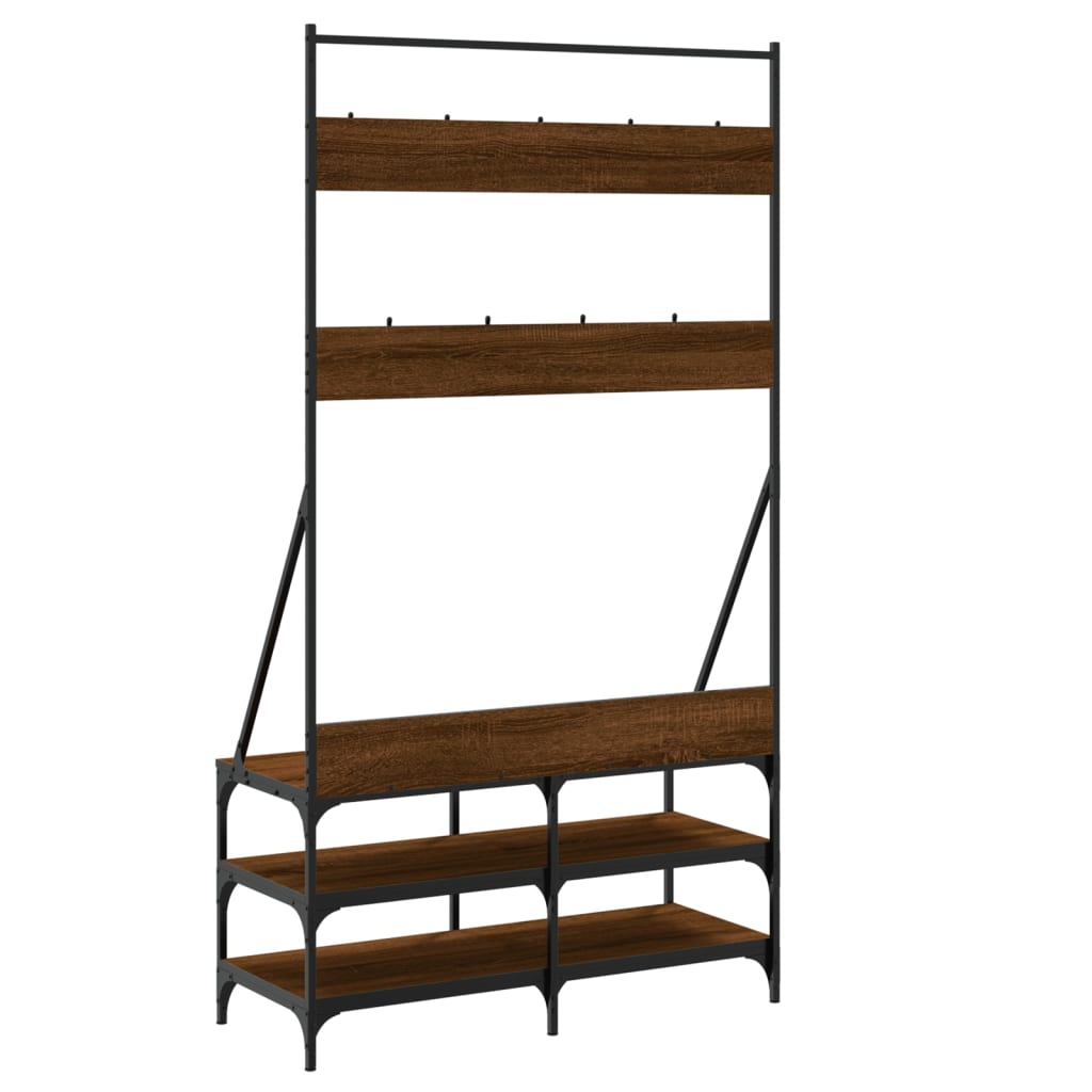 Clothes Rack with Shoe Storage Brown Oak 100x40x184 cm