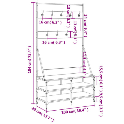 Clothes Rack with Shoe Storage Brown Oak 100x40x184 cm