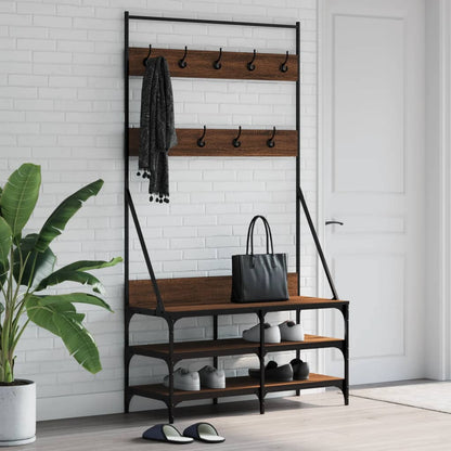 Clothes Rack with Shoe Storage Brown Oak 100x40x184 cm