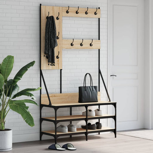 Clothes Rack with Shoe Storage Sonoma Oak 100x40x184 cm