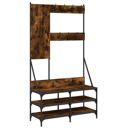 Clothes Rack with Shoe Storage Smoked Oak 100x40x184 cm