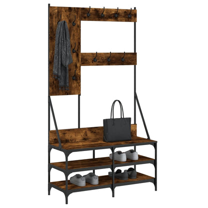 Clothes Rack with Shoe Storage Smoked Oak 100x40x184 cm