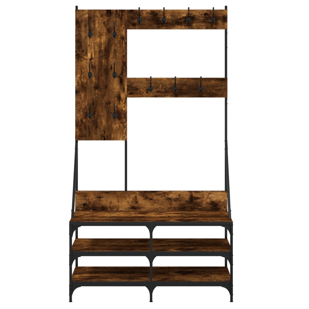 Clothes Rack with Shoe Storage Smoked Oak 100x40x184 cm