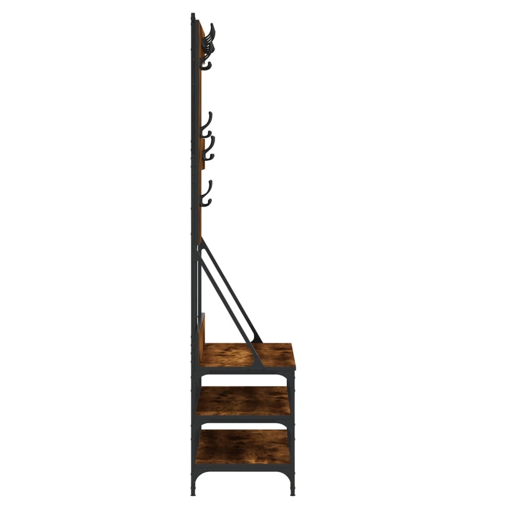 Clothes Rack with Shoe Storage Smoked Oak 100x40x184 cm