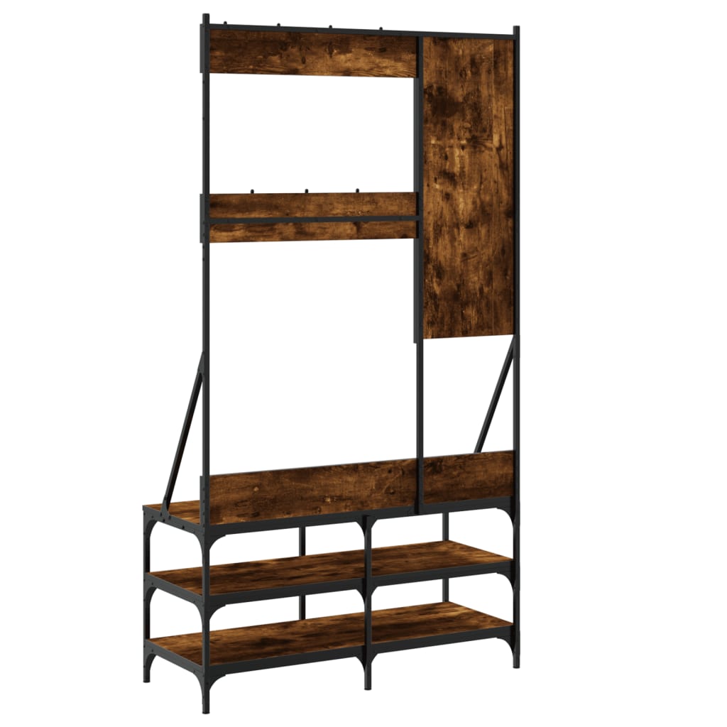 Clothes Rack with Shoe Storage Smoked Oak 100x40x184 cm