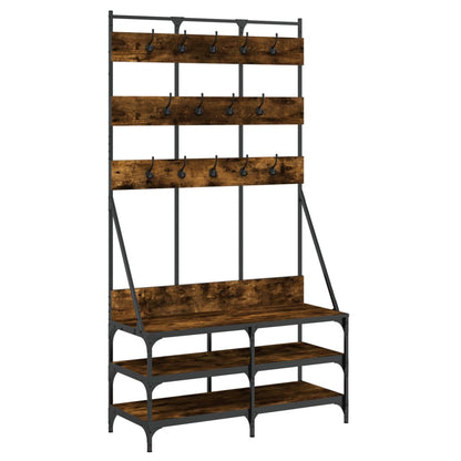 Clothes Rack with Shoe Storage Smoked Oak 100x40x184 cm