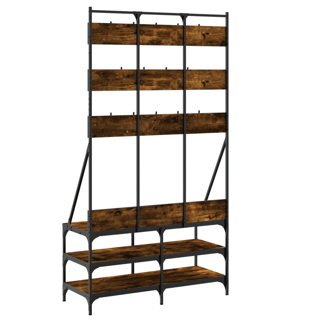 Clothes Rack with Shoe Storage Smoked Oak 100x40x184 cm