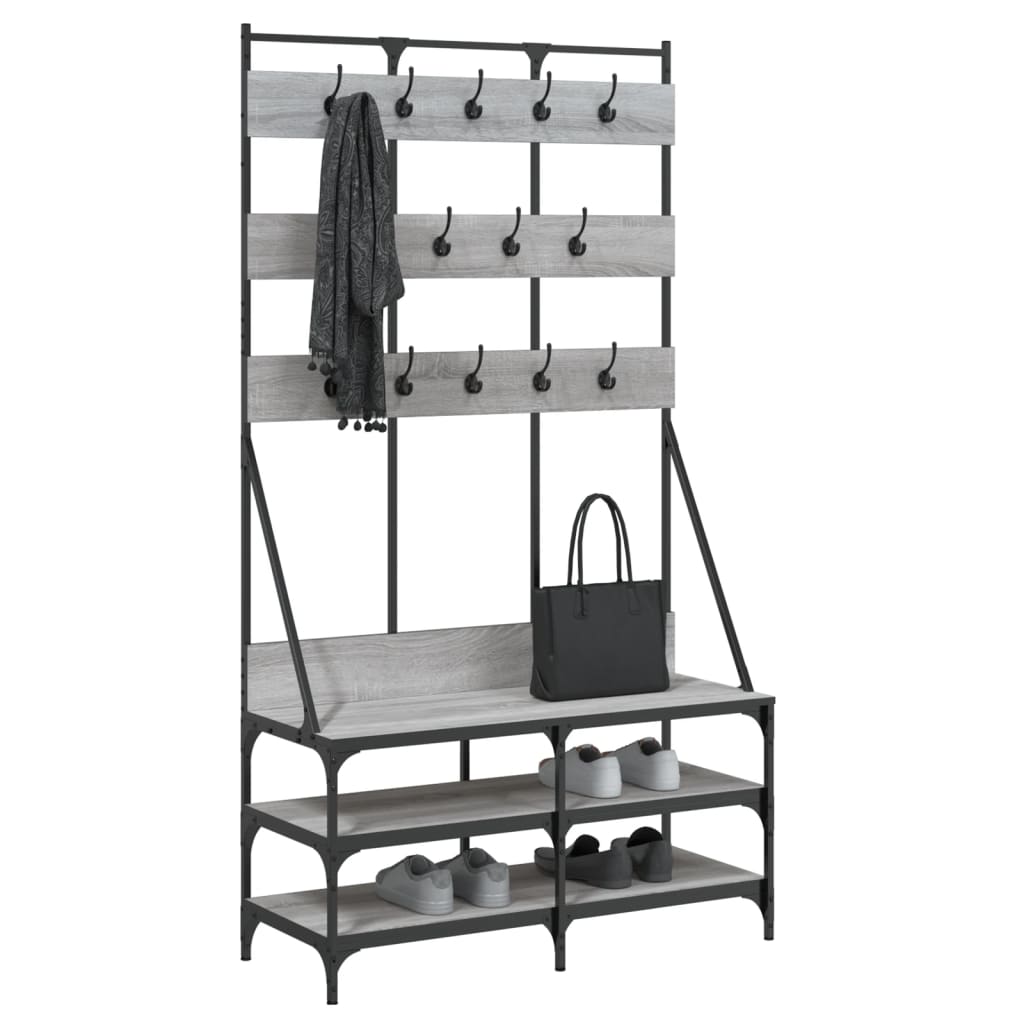 Clothes Rack with Shoe Storage Grey Sonoma 100x40x184 cm