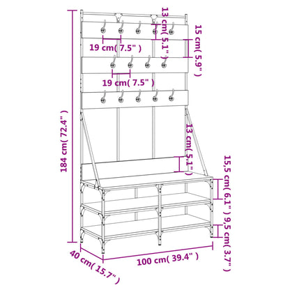 Clothes Rack with Shoe Storage Grey Sonoma 100x40x184 cm