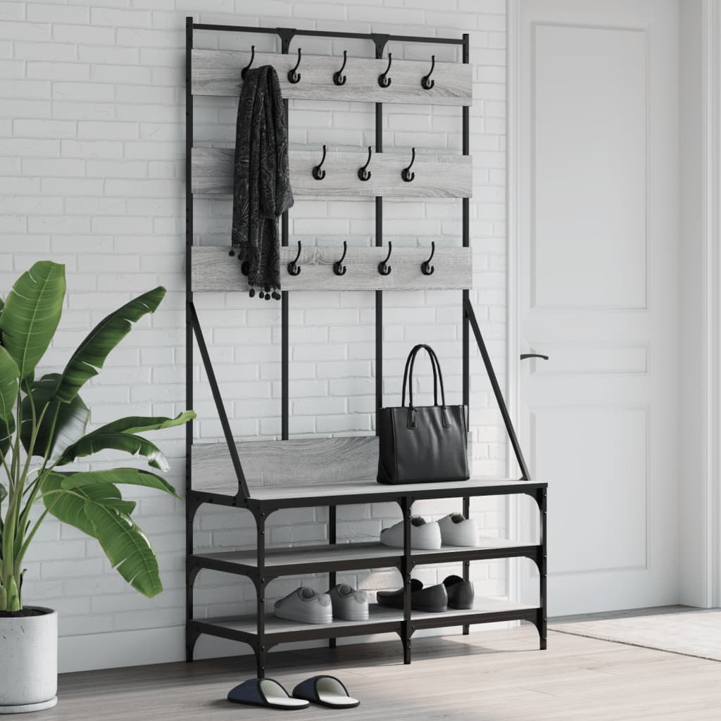 Clothes Rack with Shoe Storage Grey Sonoma 100x40x184 cm