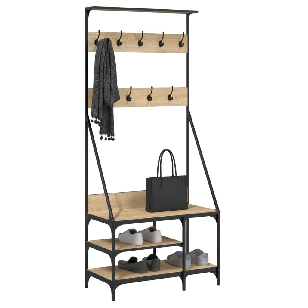 Clothes Rack with Shoe Storage Sonoma Oak 80x40x184 cm