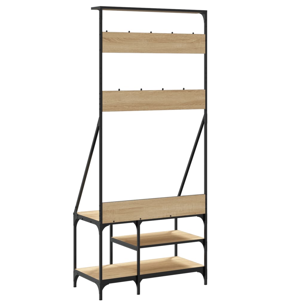 Clothes Rack with Shoe Storage Sonoma Oak 80x40x184 cm