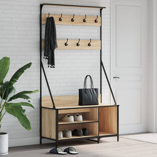 Clothes Rack with Shoe Storage Sonoma Oak 100x41x184 cm