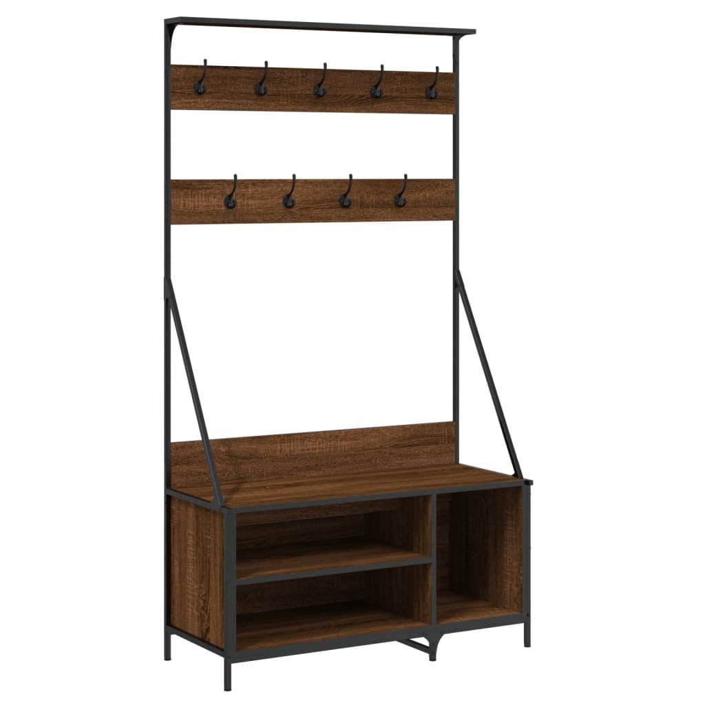 Clothes Rack with Shoe Storage Brown Oak 100x41x184 cm