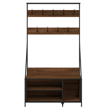 Clothes Rack with Shoe Storage Brown Oak 100x41x184 cm