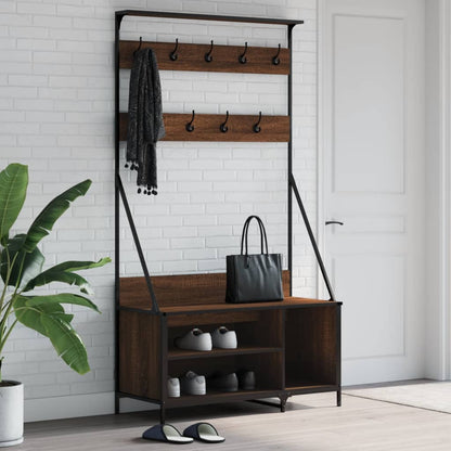 Clothes Rack with Shoe Storage Brown Oak 100x41x184 cm