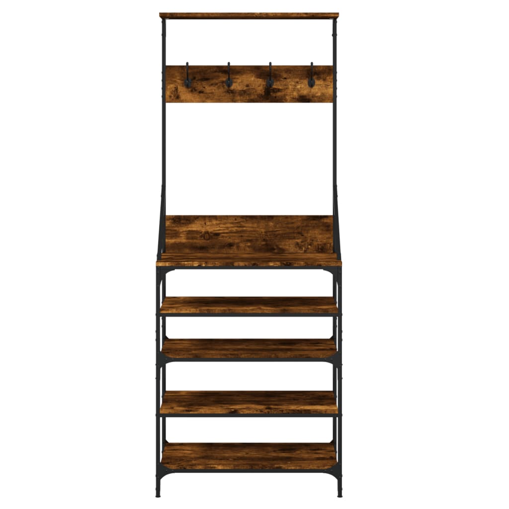 Clothes Rack with Shoe Storage Smoked Oak 70x34x184 cm