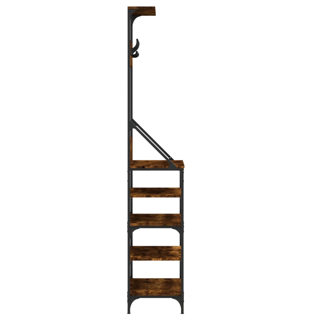 Clothes Rack with Shoe Storage Smoked Oak 70x34x184 cm