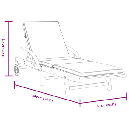 Sun Loungers 2 pcs with Cushions 200x68x83 cm Solid Wood Acacia