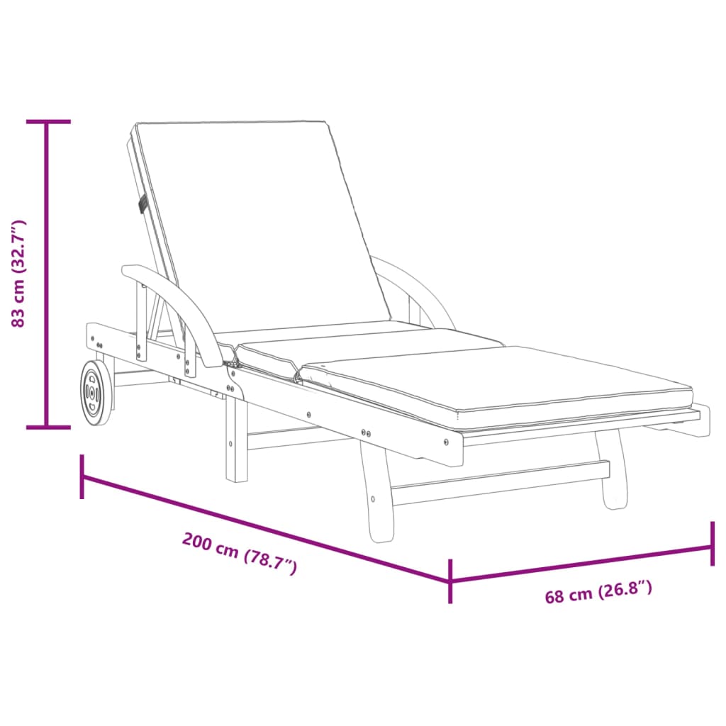 Sun Loungers 2 pcs with Cushions 200x68x83 cm Solid Wood Acacia