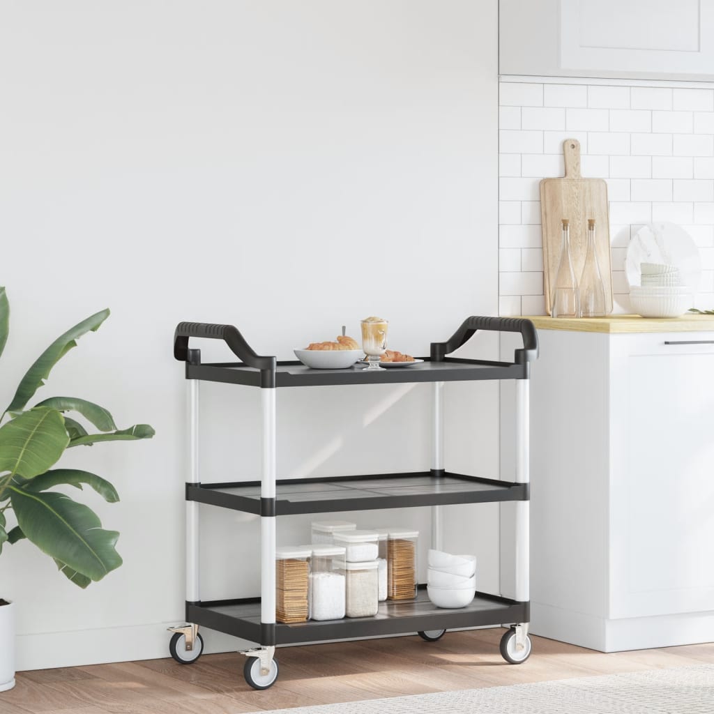 3-Tier Trolley Black 99x50x96 cm Aluminium