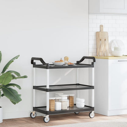 3-Tier Trolley Black 99x50x96 cm Aluminium