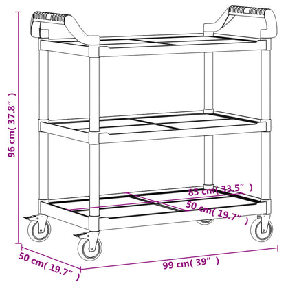 3-Tier Trolley Black 99x50x96 cm Aluminium