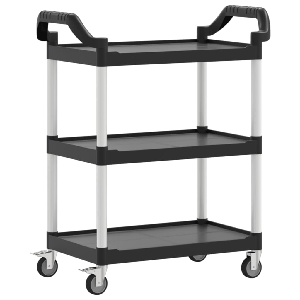 3-Tier Trolley Black 81x41x92 cm Aluminium