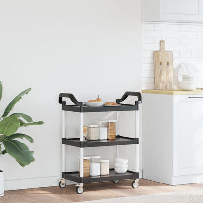 3-Tier Trolley Black 81x41x92 cm Aluminium