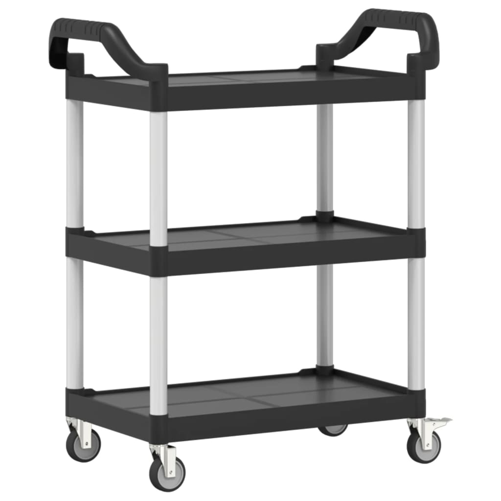 3-Tier Trolley Black 81x41x92 cm Aluminium