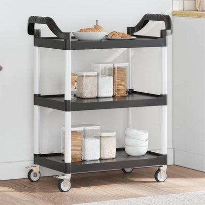 3-Tier Trolley Black 81x41x92 cm Aluminium