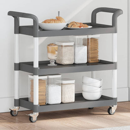 3-Tier Trolley Grey 77x34x72 cm Aluminium