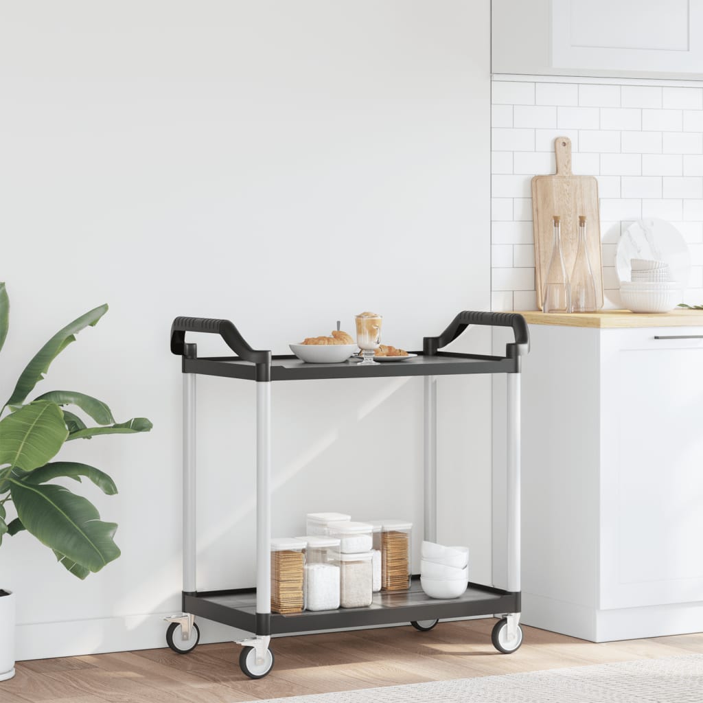 2-Tier Trolley Black 99x50x97 cm Aluminium