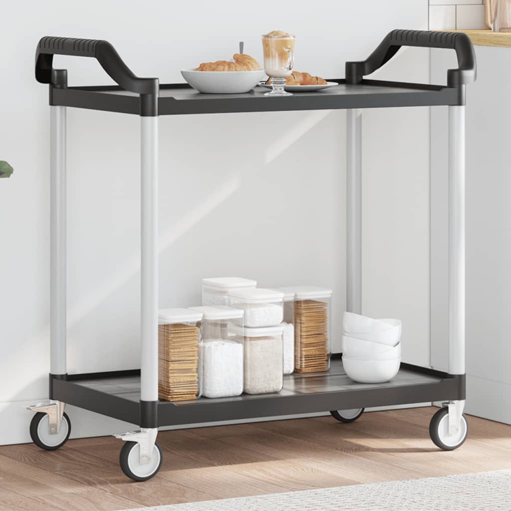 2-Tier Trolley Black 99x50x97 cm Aluminium