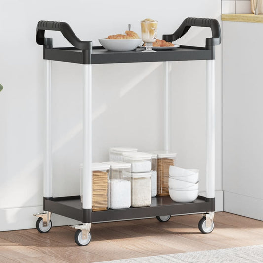 2-Tier Trolley Black 81x41x92 cm Aluminium