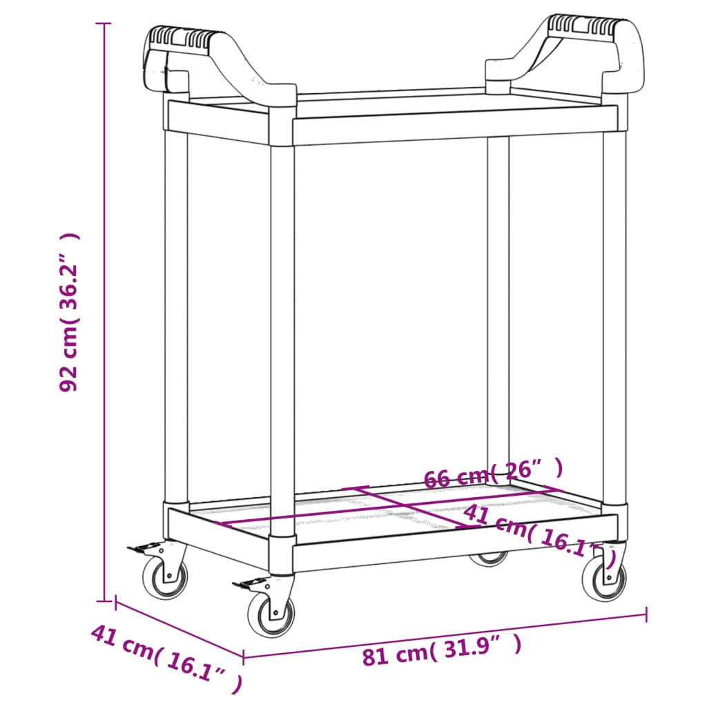 2-Tier Trolley Grey 81x41x92 cm Aluminium