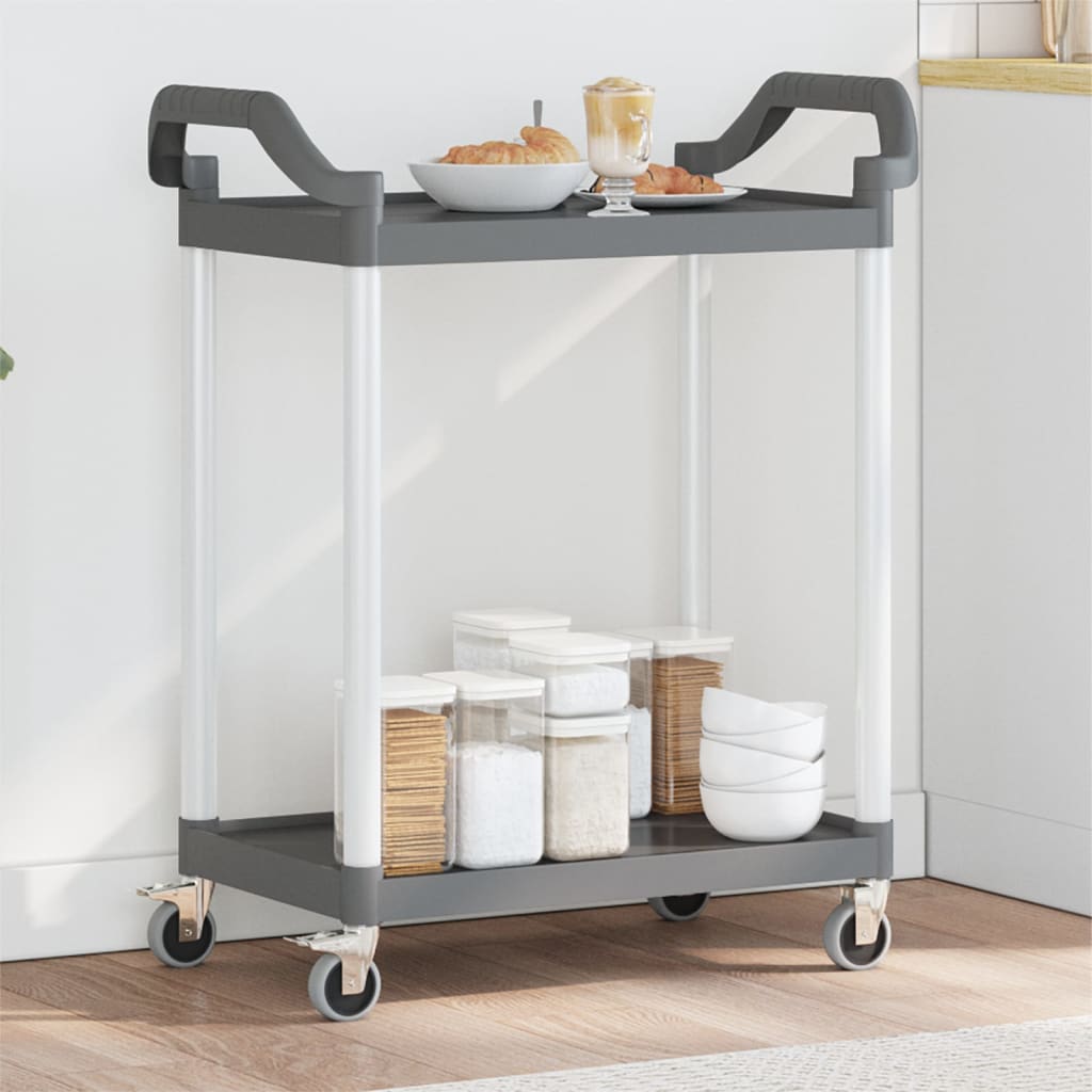 2-Tier Trolley Grey 81x41x92 cm Aluminium