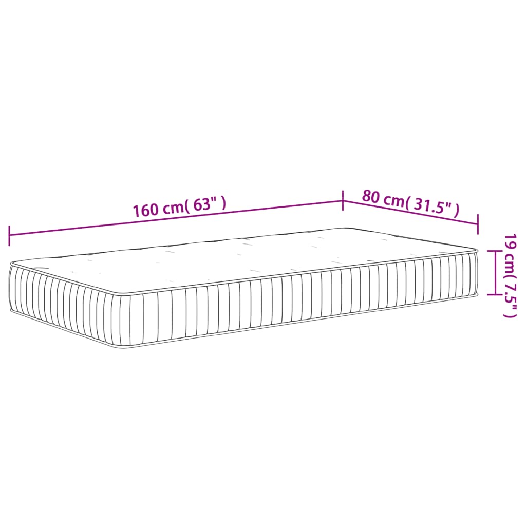 Pocket Spring Mattress for Kids Medium 80x160 cm