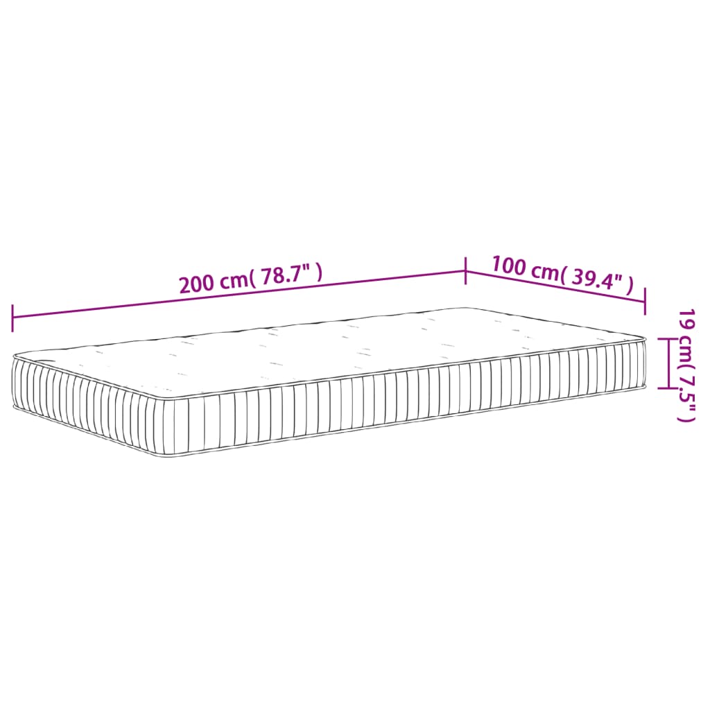 Pocket Spring Mattress Medium 100x200 cm