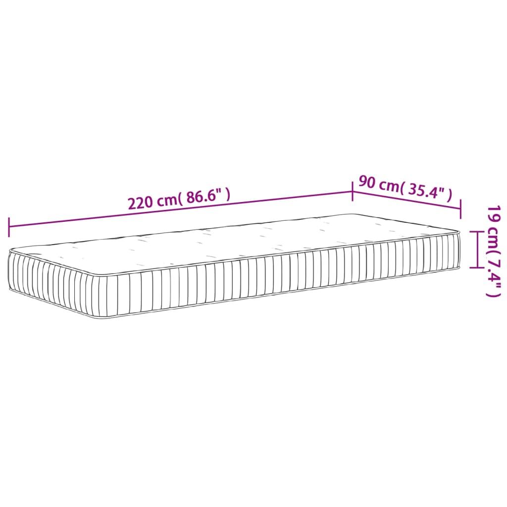 Pocket Spring Mattress Medium 90x220 cm