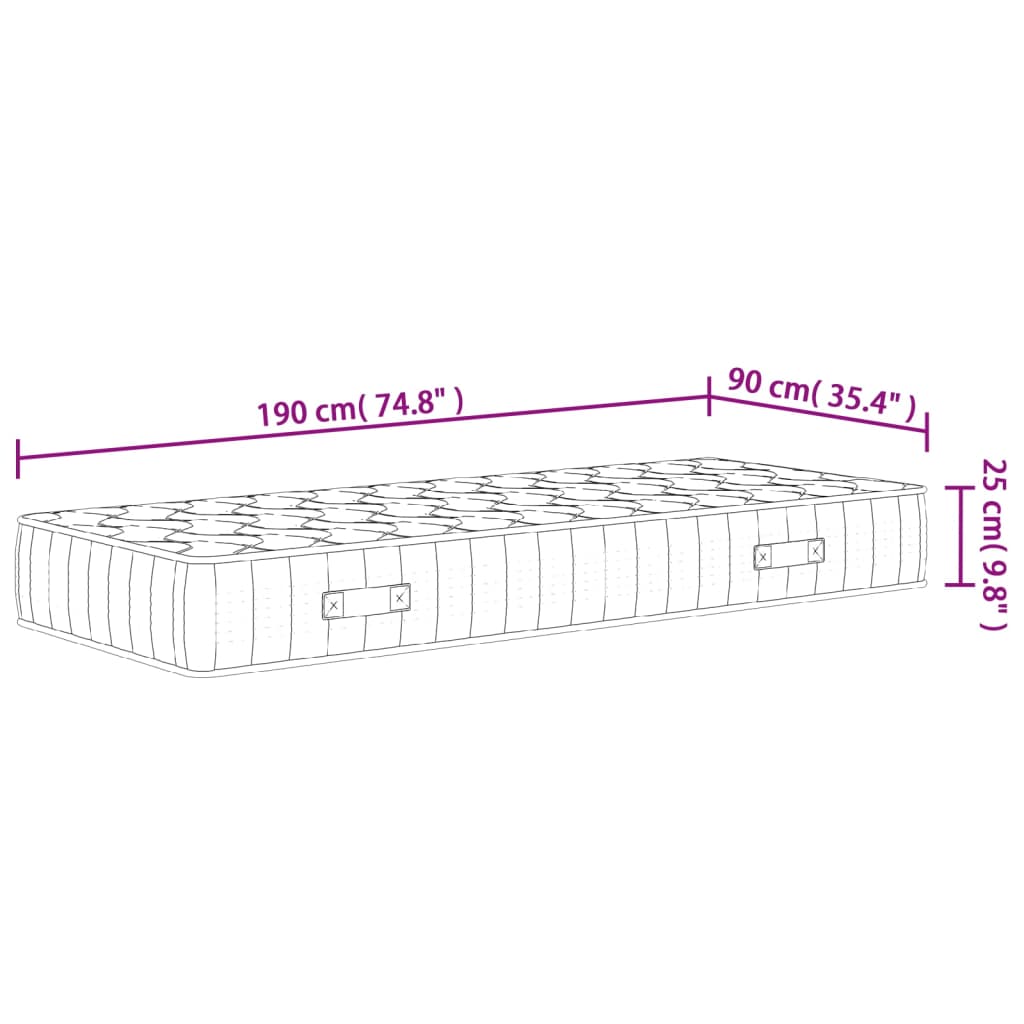 Pocket Spring Mattress Medium Firm 90x190 cm Single Size