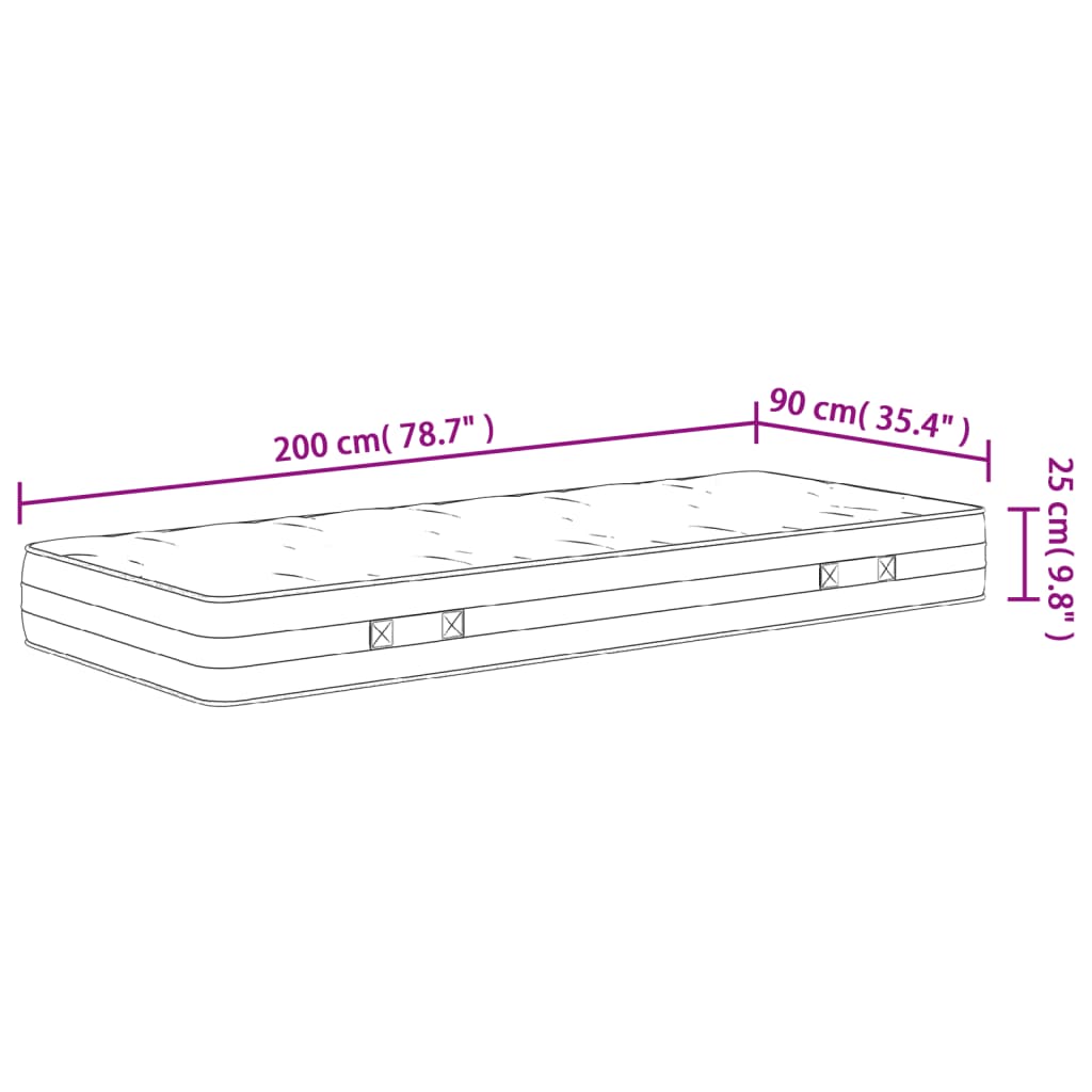 Pocket Spring Mattress Medium Firm 90x200 cm