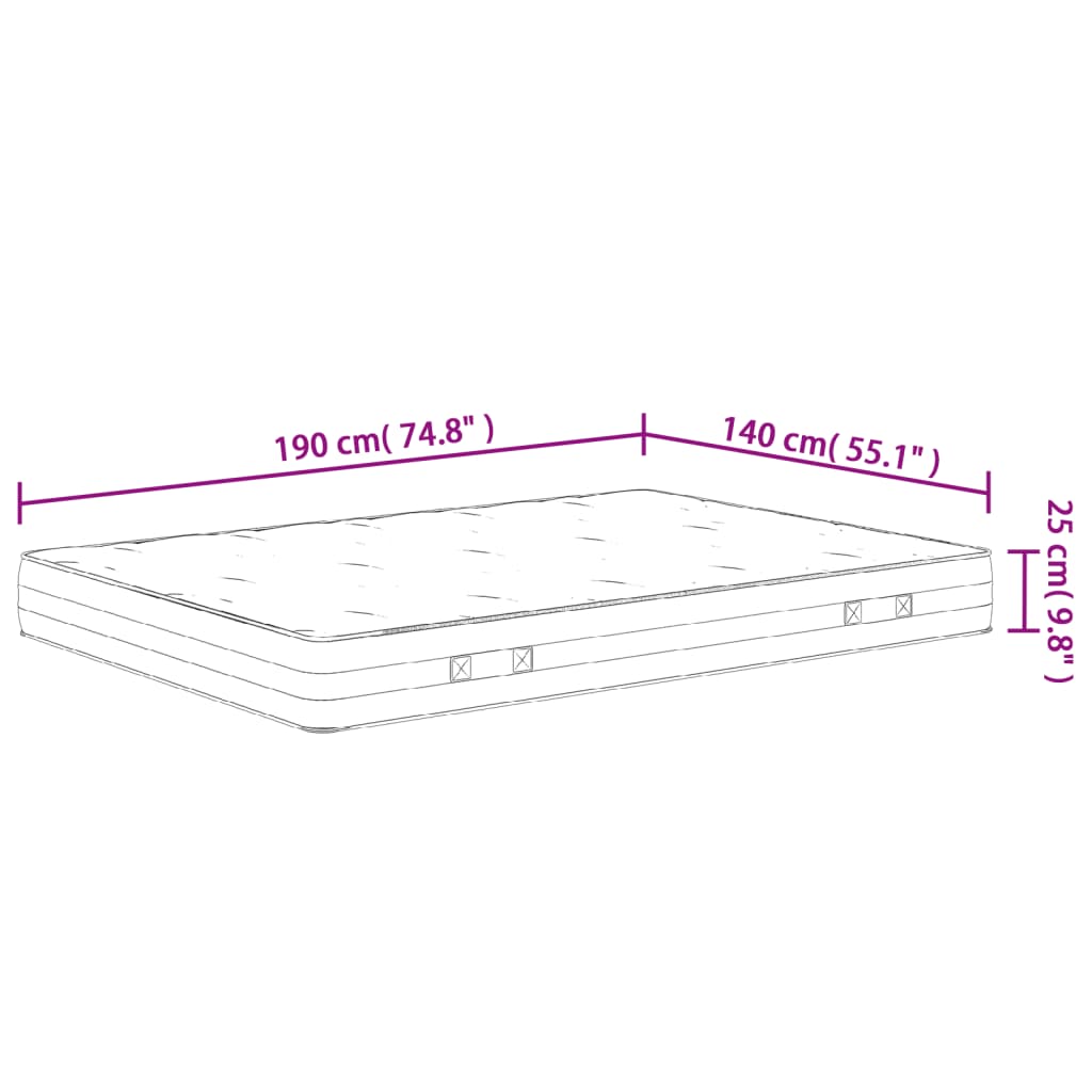 Pocket Spring Mattress Medium Firm 140x190 cm